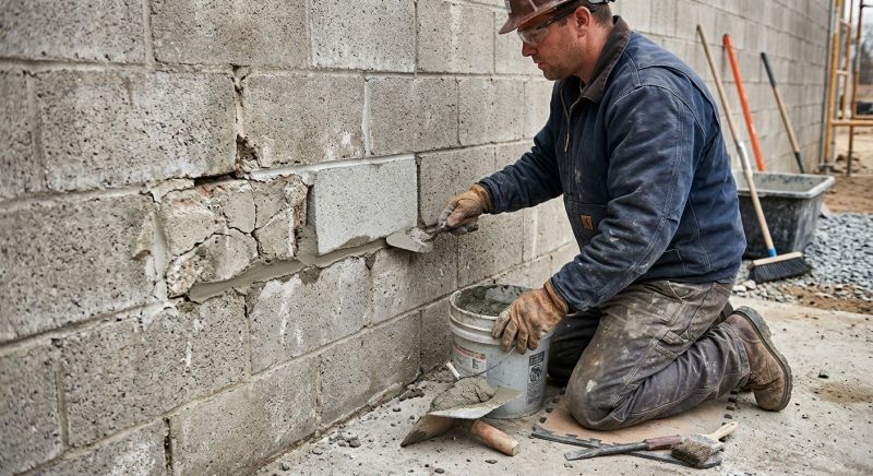 Concrete Block Wall Repair in Ogden, UT